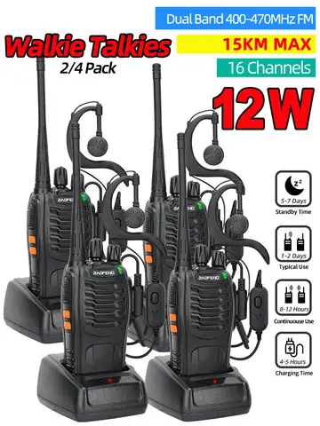 2/4PCS Baofeng BF-888S V2 Walkie Talkie Dual Band Portable Long Range UHF 400-470MHz USB/EU/US Ham Two Way Radio for Hunting