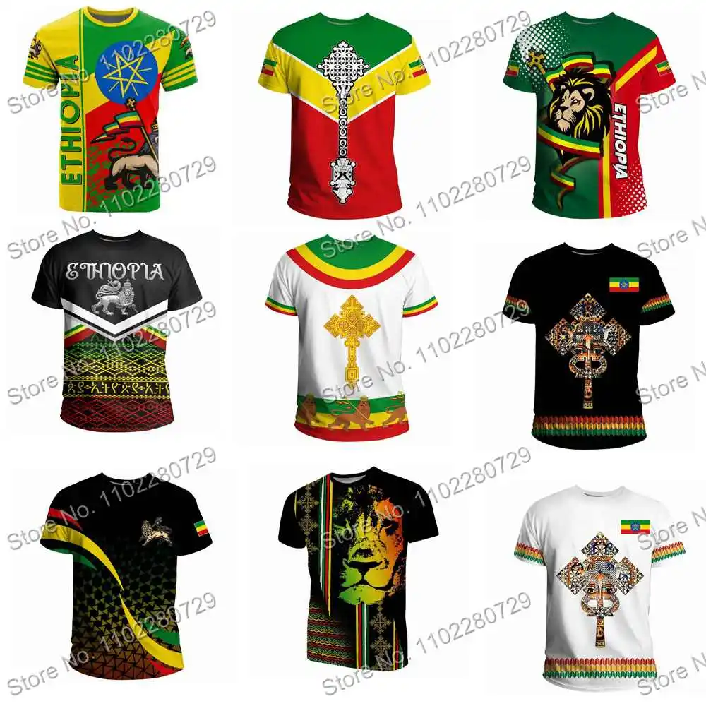 New ETHIOPIA National T Shirt Men Outdoor Shirts Lion Clothing Training Tops Downhill Jersey Running Sportswear