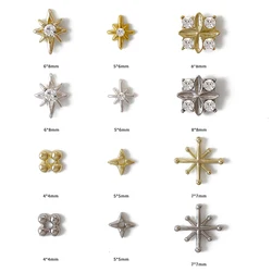 20 adet Mini Pentagram Metal Nail Art takı 3D dörtlü zirkon Rhinestones Nail Art süslemeleri manikür elmas takılar