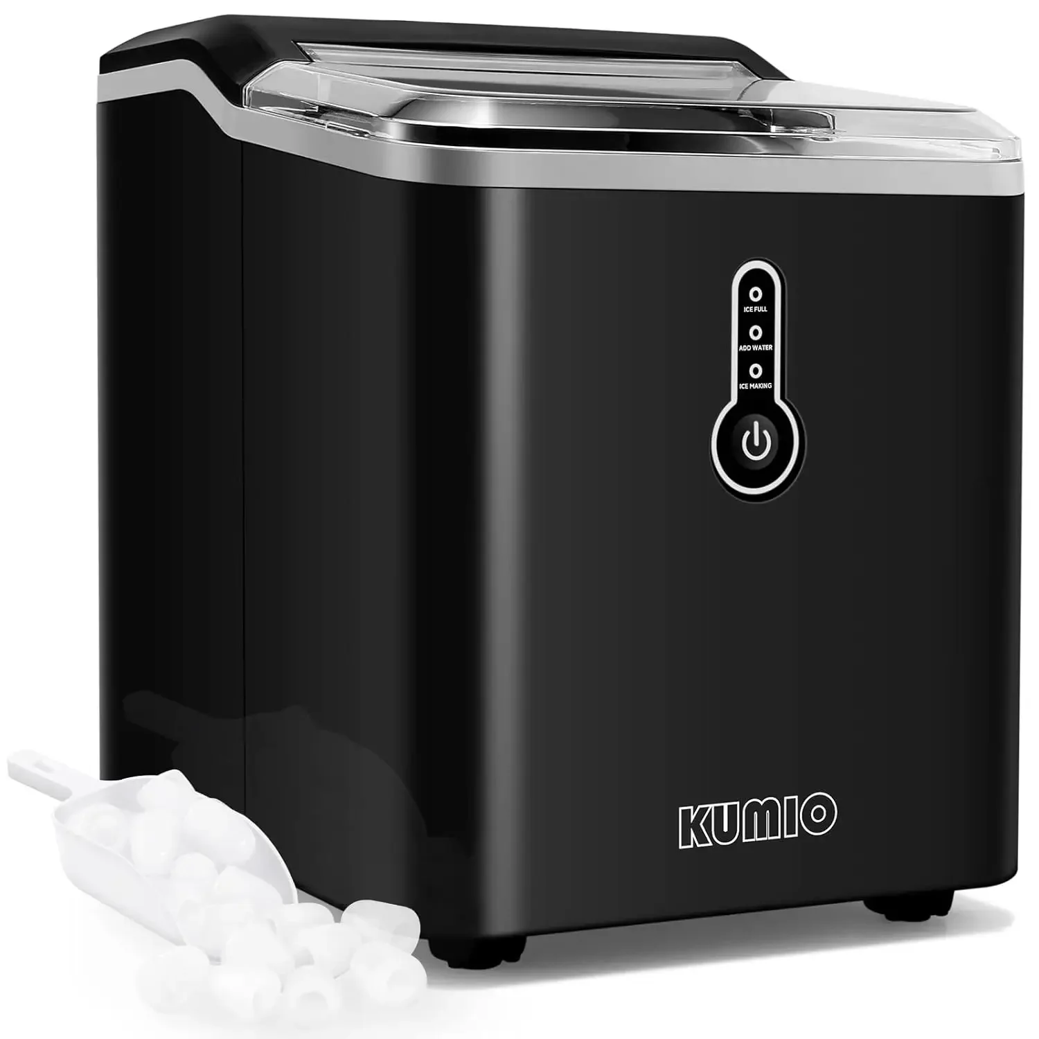 

Efficient Countertop Ice Maker Producing 9 Chunky Ice Cubes Ready in 6-9 Minutes, Capable of Making 26.5 Lbs of Ice in 24 Hours,