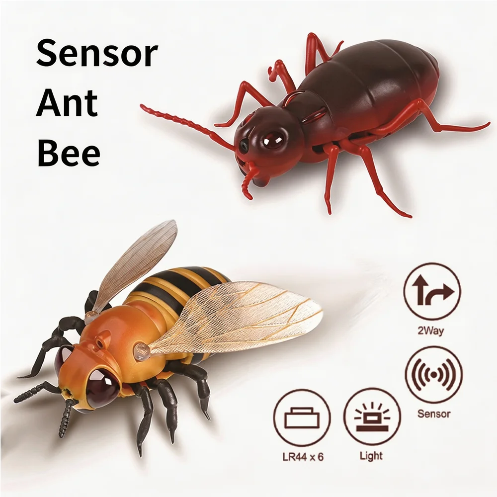 Infrared Sensor-Activated Ant Toy with LED Light & Auto Obstacle Avoidance, Reverse, Interactive Pet Toy for Cats Dogs Kids
