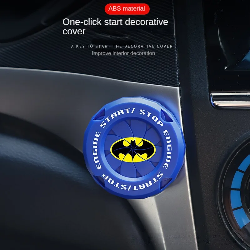 DC Comics Batman Car One-Click Engine Start Switch Button Protective Cover Decoration Sticker Car Interior Accessories Universal