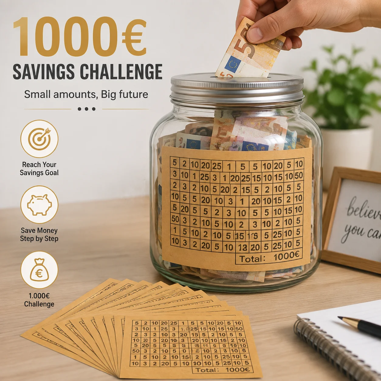 20 Sheets Money Box Challenge Stickers Number Labels Stickers Adhesive Target Budgeting Savings Track Charts for Money Box
