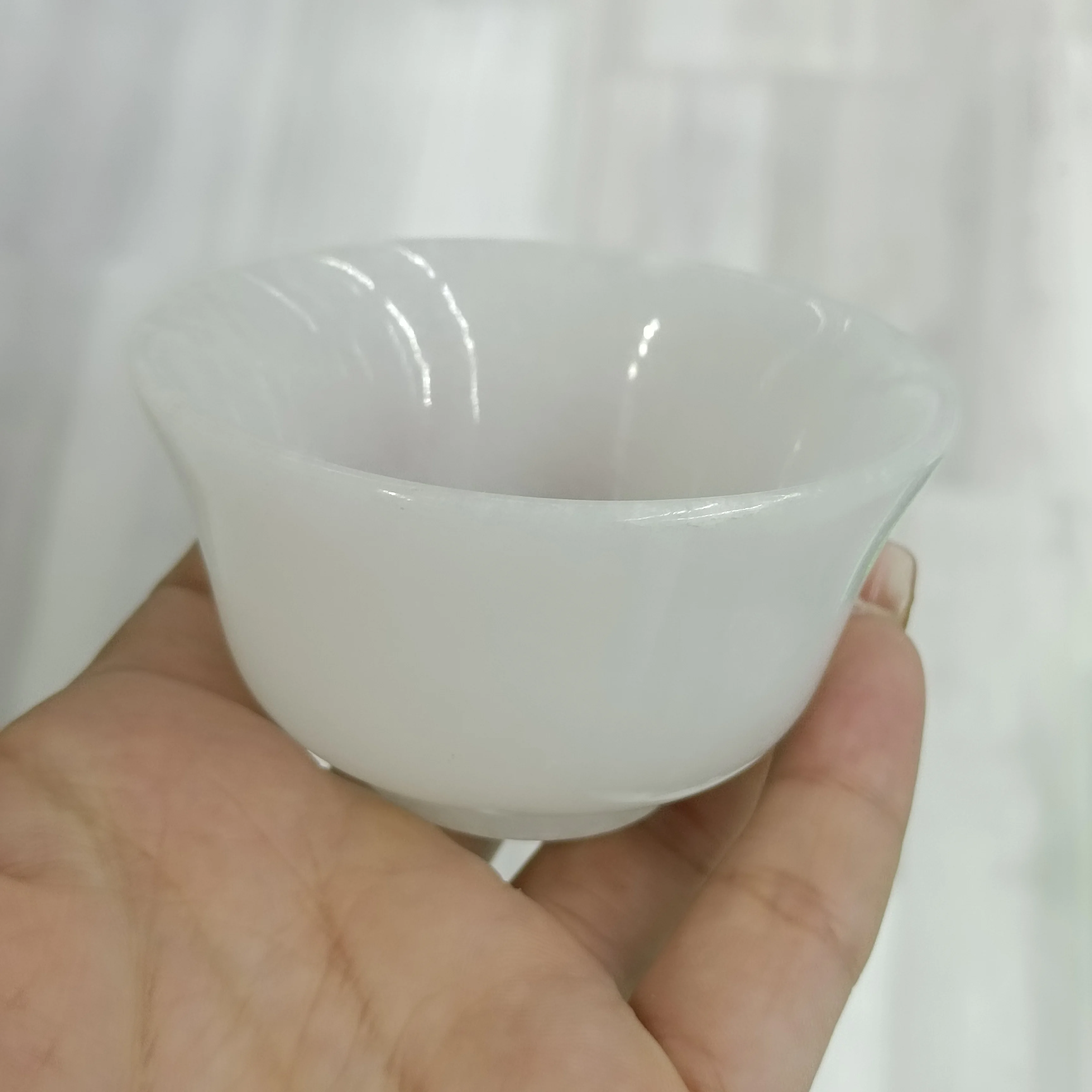 6cm 1pc Natural Crystal White Jade Teacup Health Teaware Carving Stone Bowl Chinese Tea Ceremony Cups