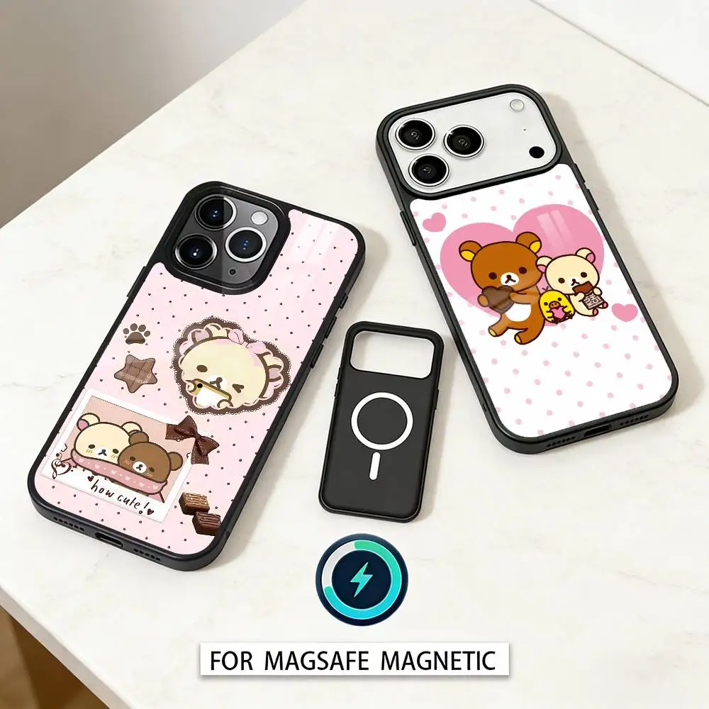 

Cute R-Relax B-Bear Phone Case Magnetic For iPhone17 16 15 14 13 12 Pro Max For Magsafe Wireless Charging Cover