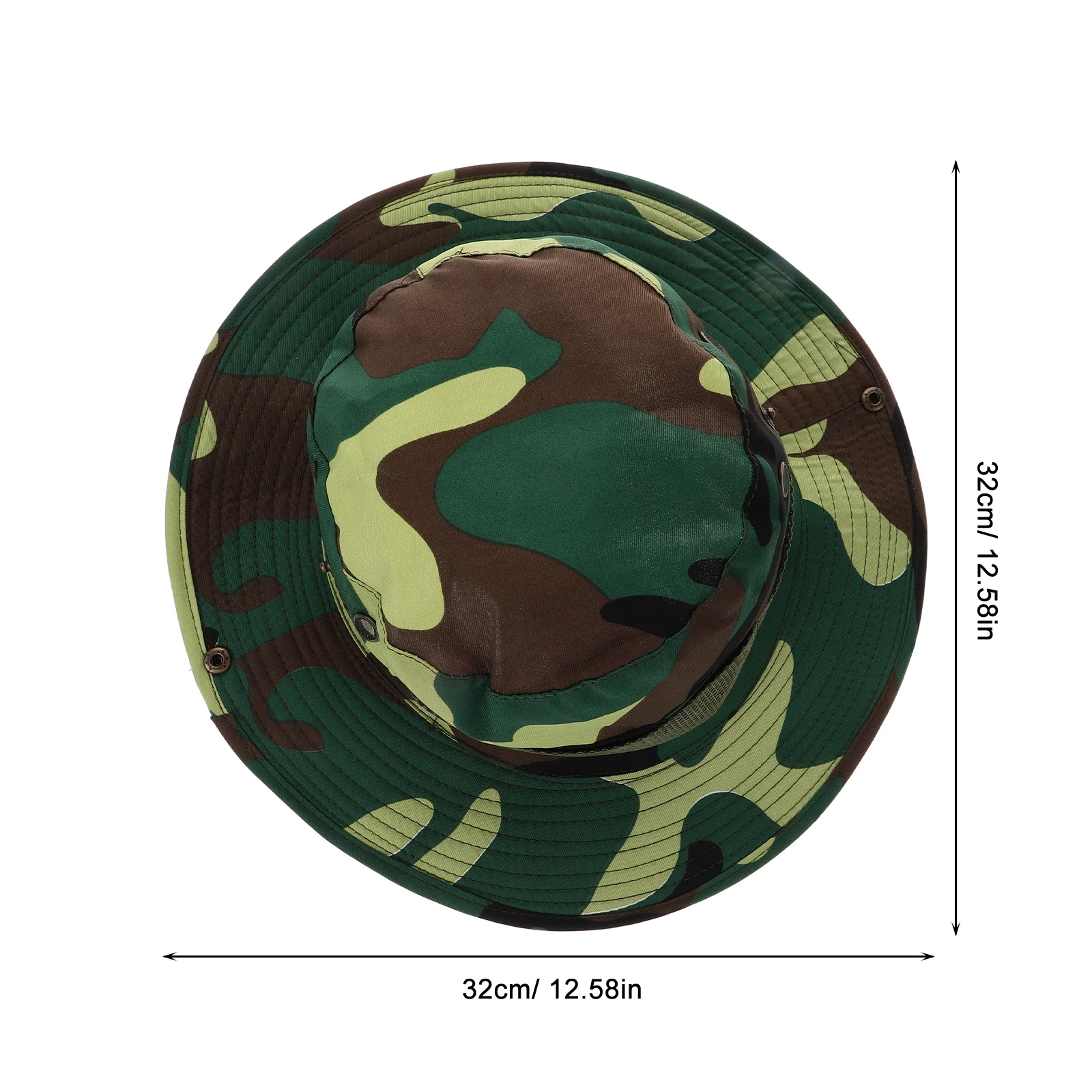 قبعة دلو مموهة للرجال بحافة واسعة للحماية من الشمس من البوليستر وحزام رقبة قابل للتعديل للمشي لمسافات طويلة وصيد الأسماك في الهواء الطلق