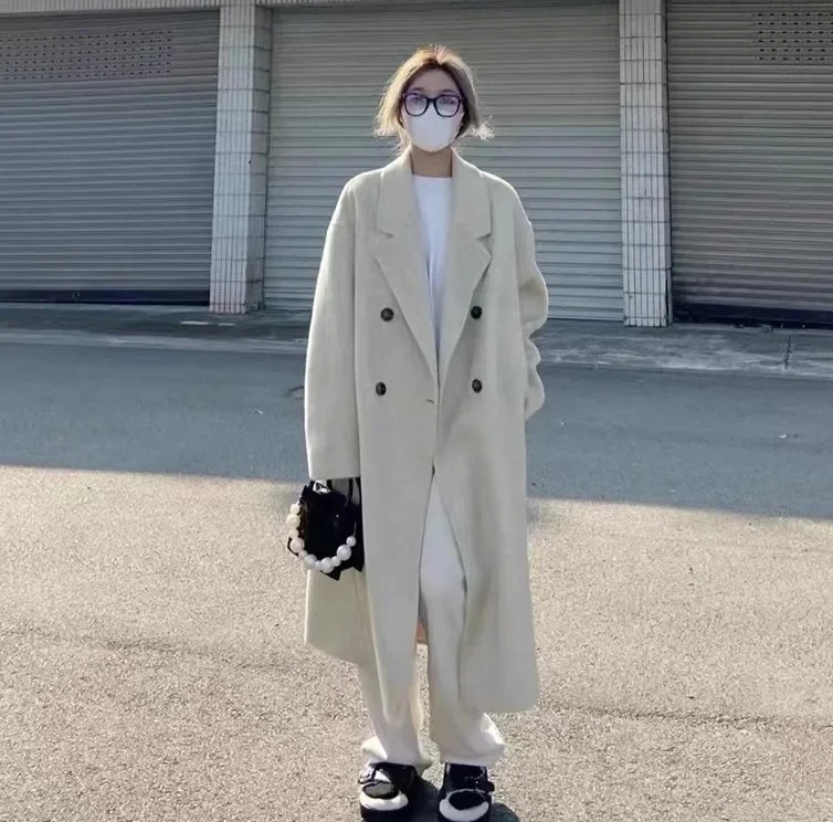 

Белое шерстяное пальто, женская горячая распродажа зимы, новый стиль, дизайн, шерстяное пальто Хепберн, маленький размер, хлопок, чистый