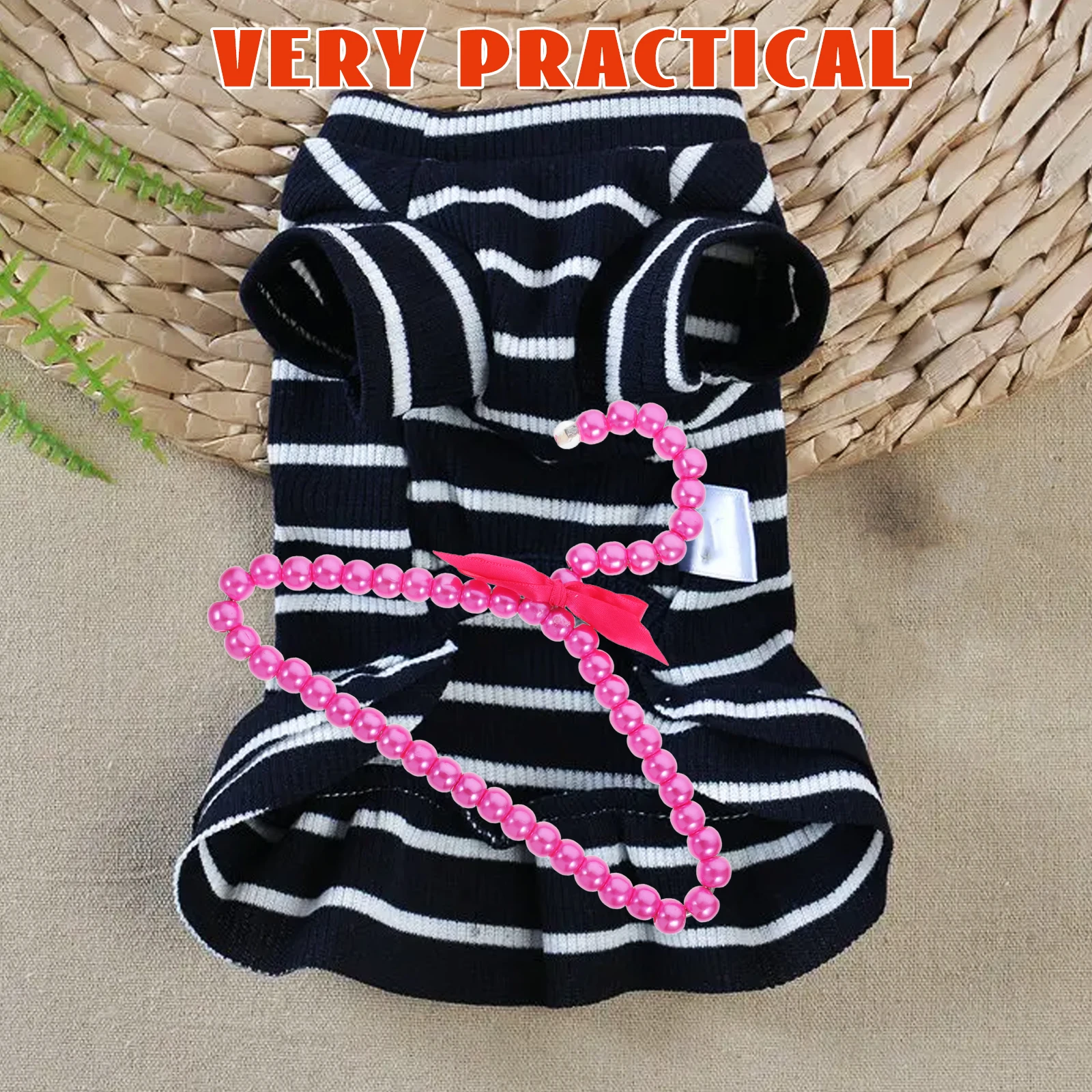 

2pcs Pet Clothes Hanger Compact Durable Pearl Design Light Portable For Family Dormitory Balcony Pet Apparel Rack Dog