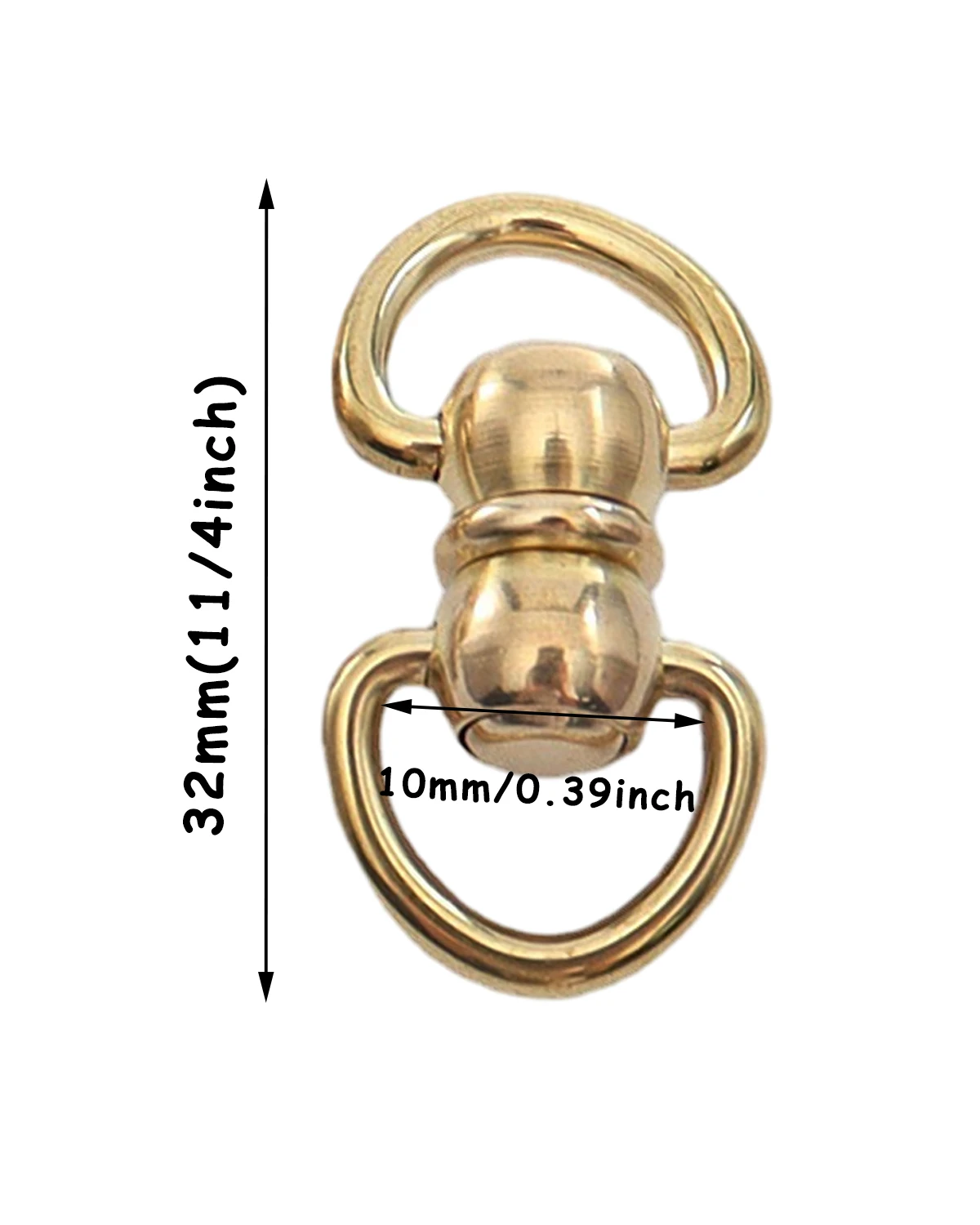 1 Solid Brass Swivel Eye Rotating Connector Double End D ring for Keychain Key Ring Wallet Fob Clip connecting