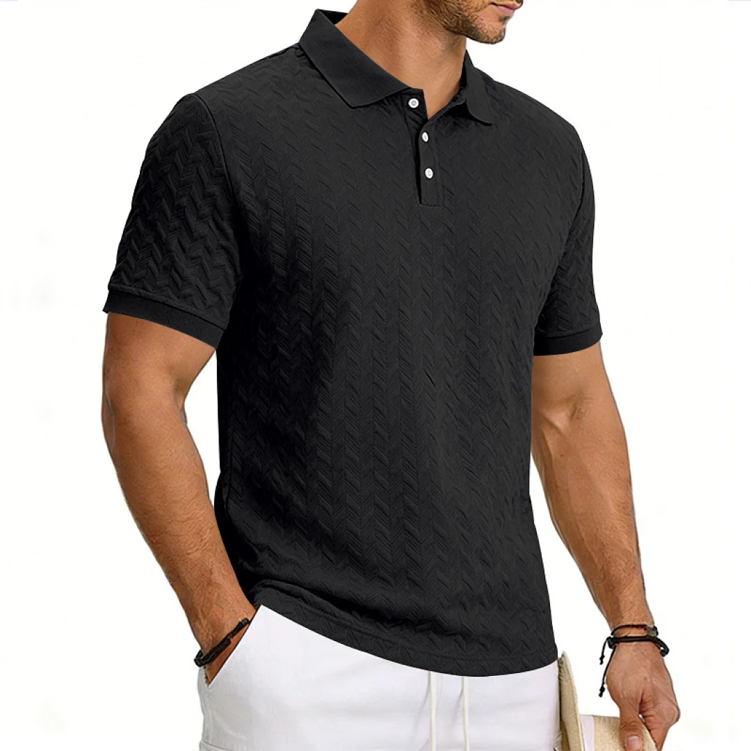 Grenzüberschreitendes Amazon American Heavy-Duty Polo-Shirt mit lockerem Texturmuster, einfarbig, Jacquard, lässig, schlicht, trendig, kurzärmelig – Detail 19