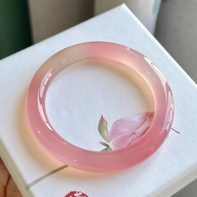 

Natural Agate Chalcedony Lotus Root Powder Gradient Bracelet, Fashionable and Elegant Girly Accessories