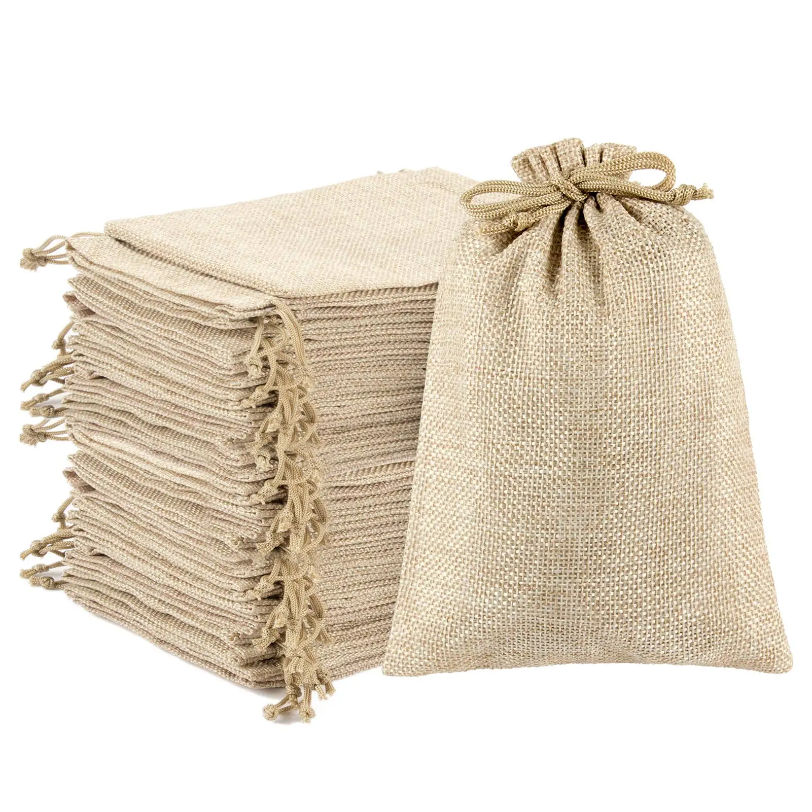 

50/100Pcs Jute Linen Bags For Jewelry Display Drawstring Pouch Gift Box Packaging Bags For Gift Bag Wedding/Christmas Burlap Bag