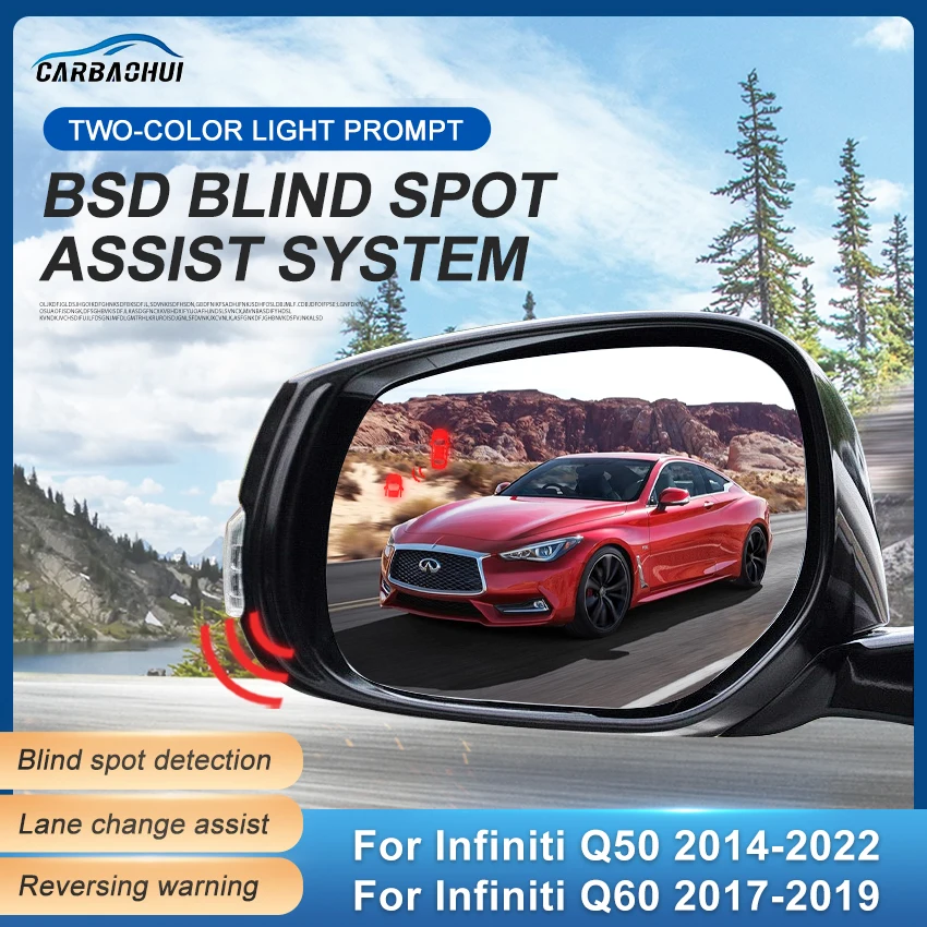 

Car Mirror Blind Spot Detection System BSD BSA BSM Radar Change Lane Aided Parking For Infiniti Q50 2014-2022 For Q60 2017-2019