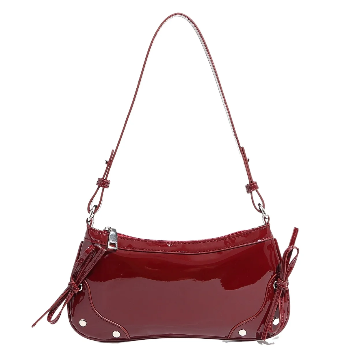 

Women Solid Color Double Bow Underarm Bag Mini Square Shoulder Handbag Fashion Purse