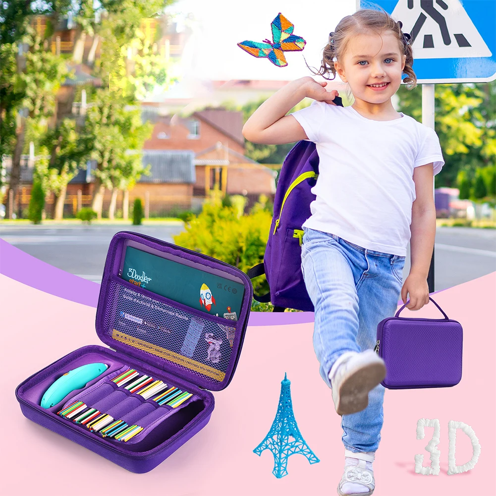 

Чехол для хранения 3D-ручки 3Doodler Start+ Essentials (2024) и набора для 3D-печати: защитный кейс для филамента и USB-кабеля