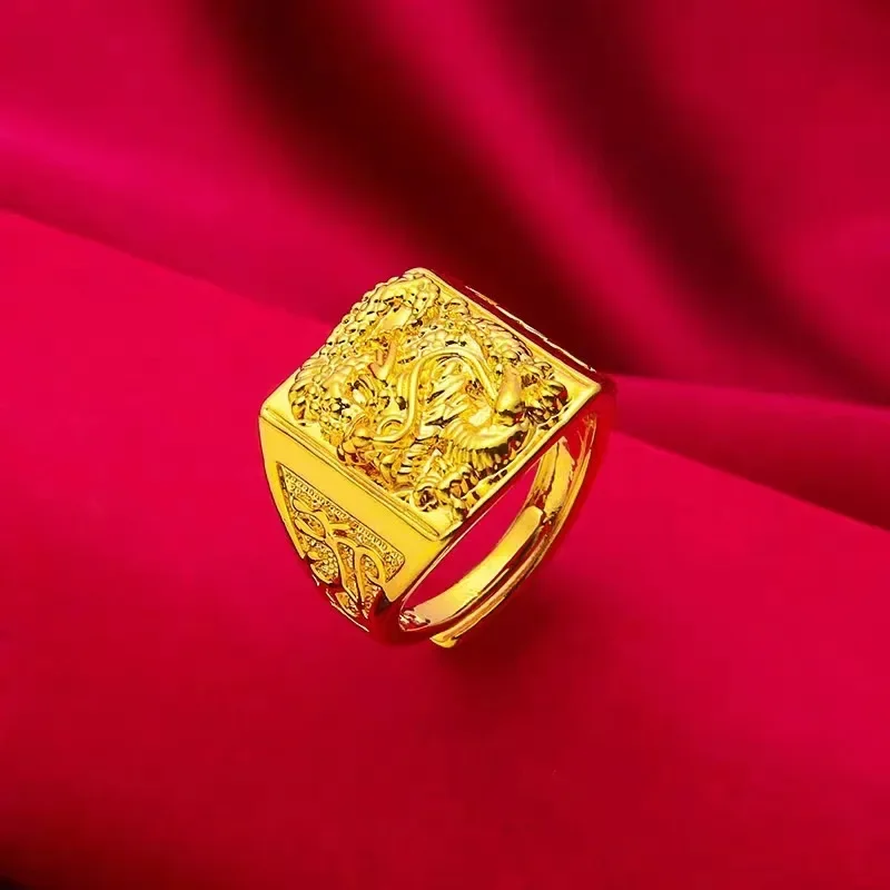 

AU9999 24K Real Gold Men's Dragon Ring, Domineering Opening, Fashion - forward, Elegant & Adjustable for Men
