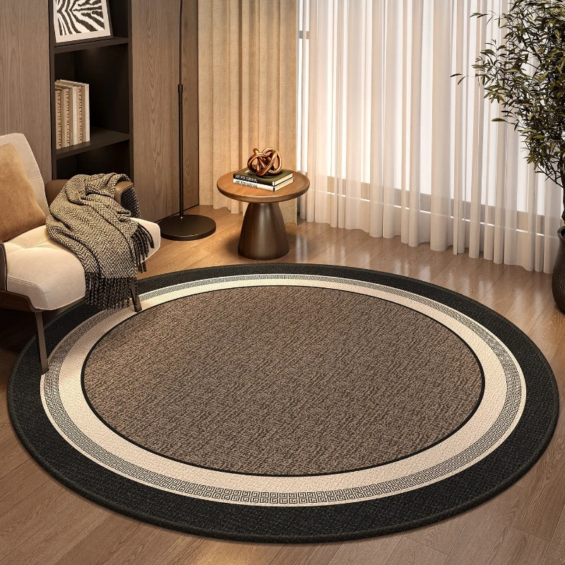 Round Living Room Carpet Stain-resistant Wear-resistant Dirt-resistant Floor Mat Luxury Black Rug Large Size Home Decor Carpets