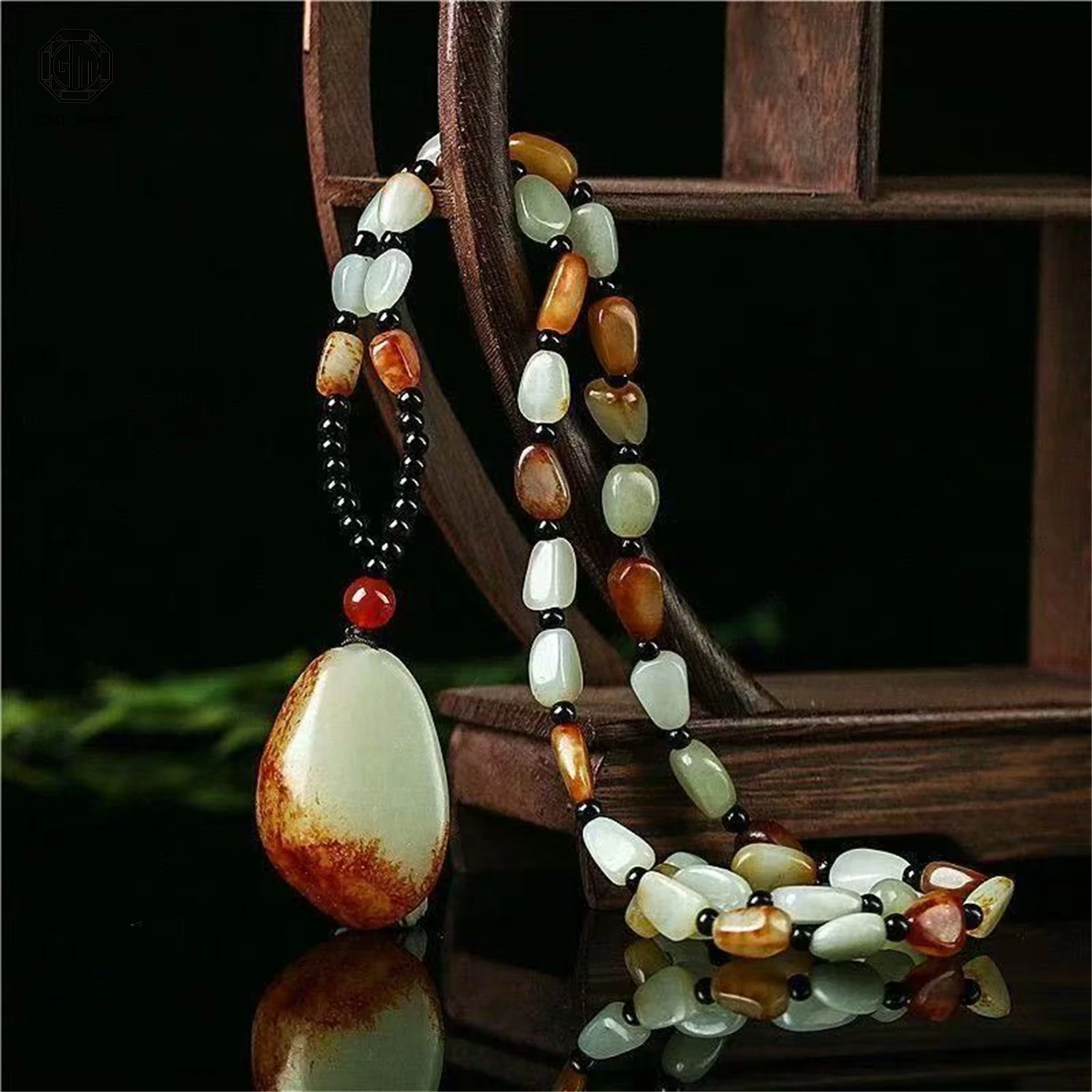 Natural Hetian White Jade Raw Skin Freeform Plaque Pendant Unisex Men Women Sweater Long Chain Exquisite Necklace Jewelry Gift
