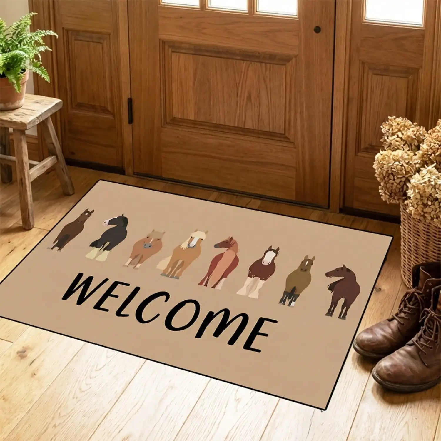 Ocean Waves Welcome Doormat Entrance Carpet Non-Slip Floor Mats Indoor Home Decor Light Weight