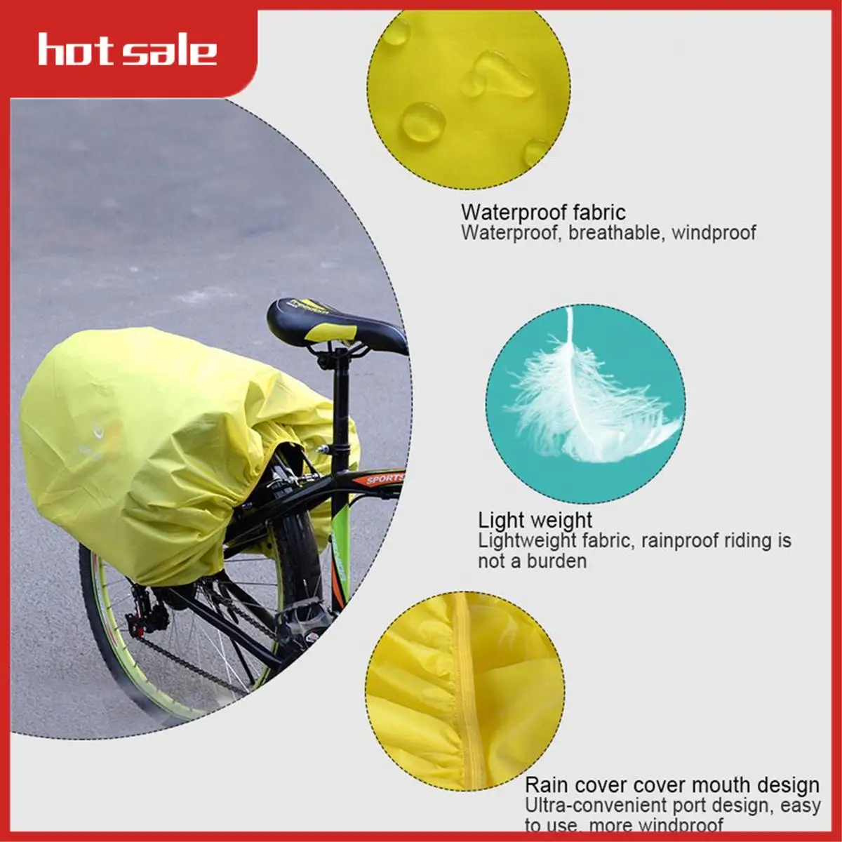 

AC22-1 Piece Bicycle Bag Rain Cover Mountain Bike Rear Shelf Bag Waterproof Bag Backpack Rain Cover
