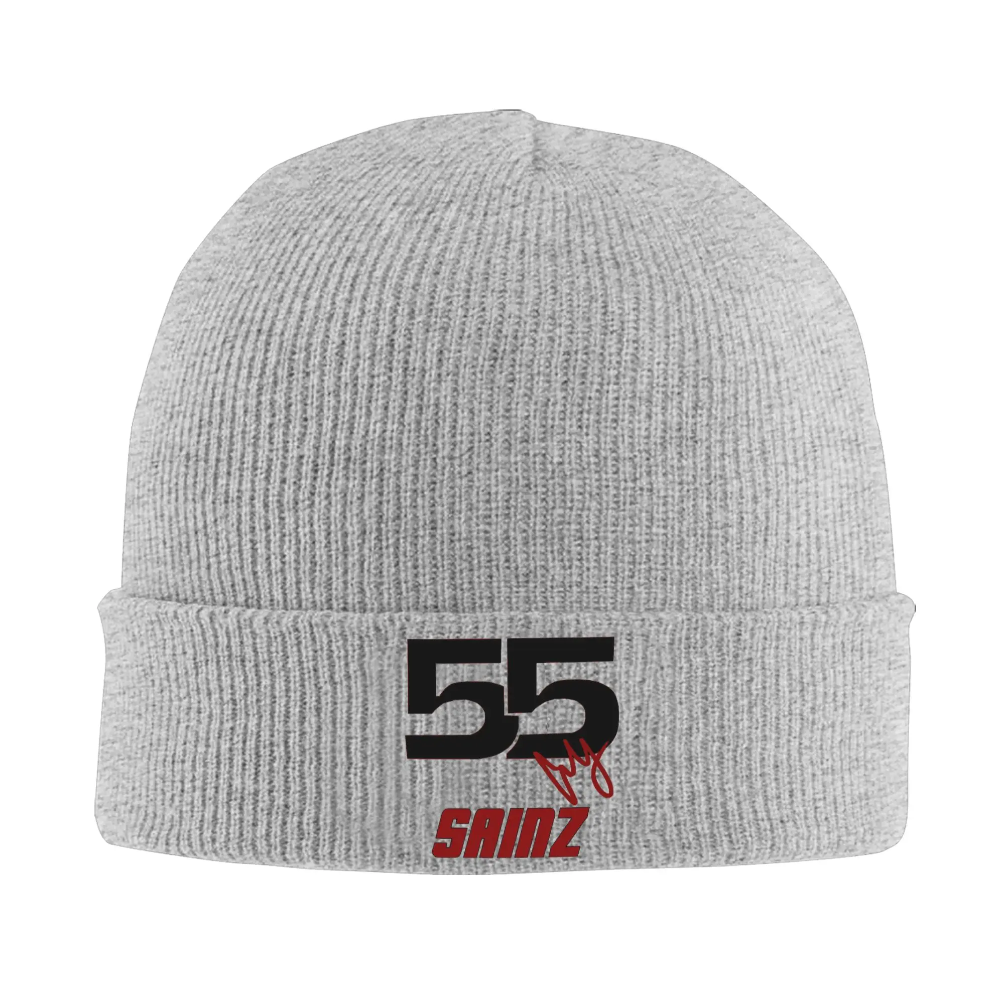 رسم توقيع كارلوس ساينز جونيور F1 - قبعة محبوكة دافئة داكنة للشتاء قبعة بونيه Skullies Beanies قبعات هيب هوب للجنسين