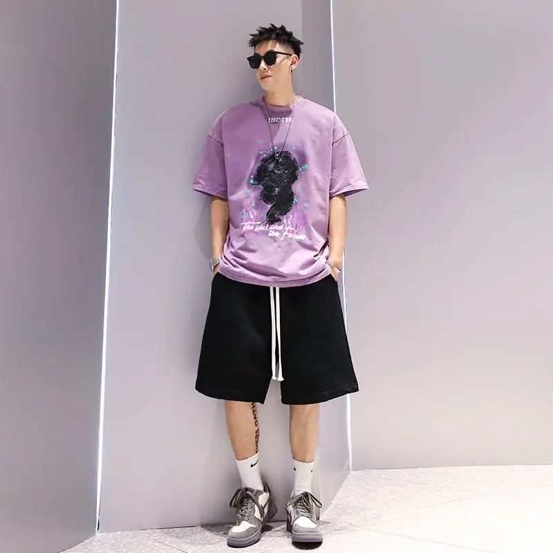 Fashion O-Neck Printed Letter Short Sleeve Casual T-Shirts Men Clothing 2024 Summer New Loose Korean Tops Young Style Tee Shirt