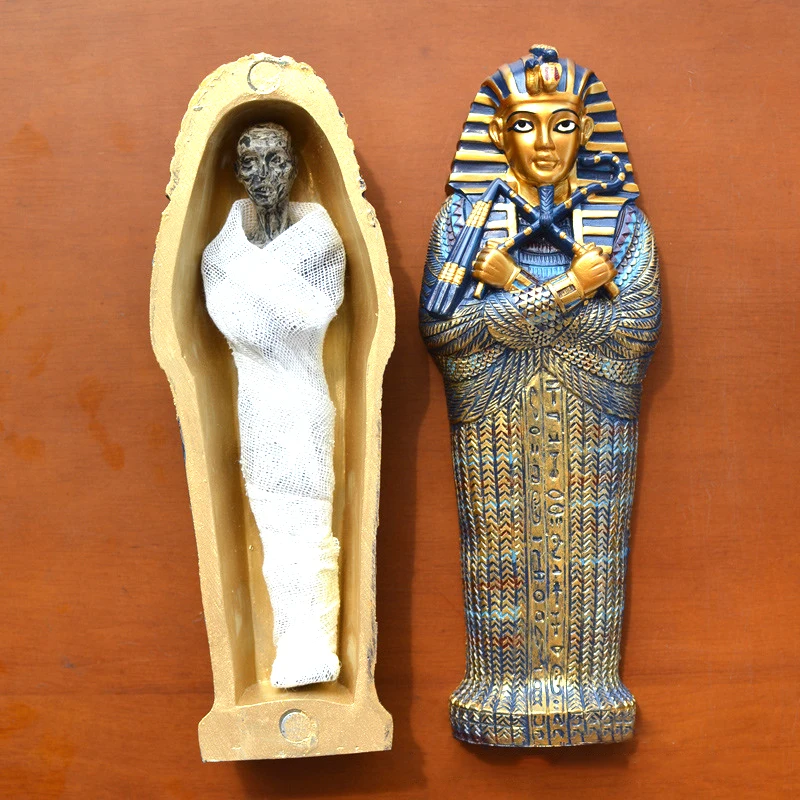 Resin Ancient Egyptian Pharaohs Mummy Model Egyptian Mummy Pyramid Tourist Souvenir Home Room Office Desk Decoration Accessories