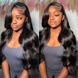 Perruque Lace Frontal Wig Body Wave brésilienne naturelle, cheveux humains, 13x6, 5x5, 30 et 40 pouces, pour femmes africaines