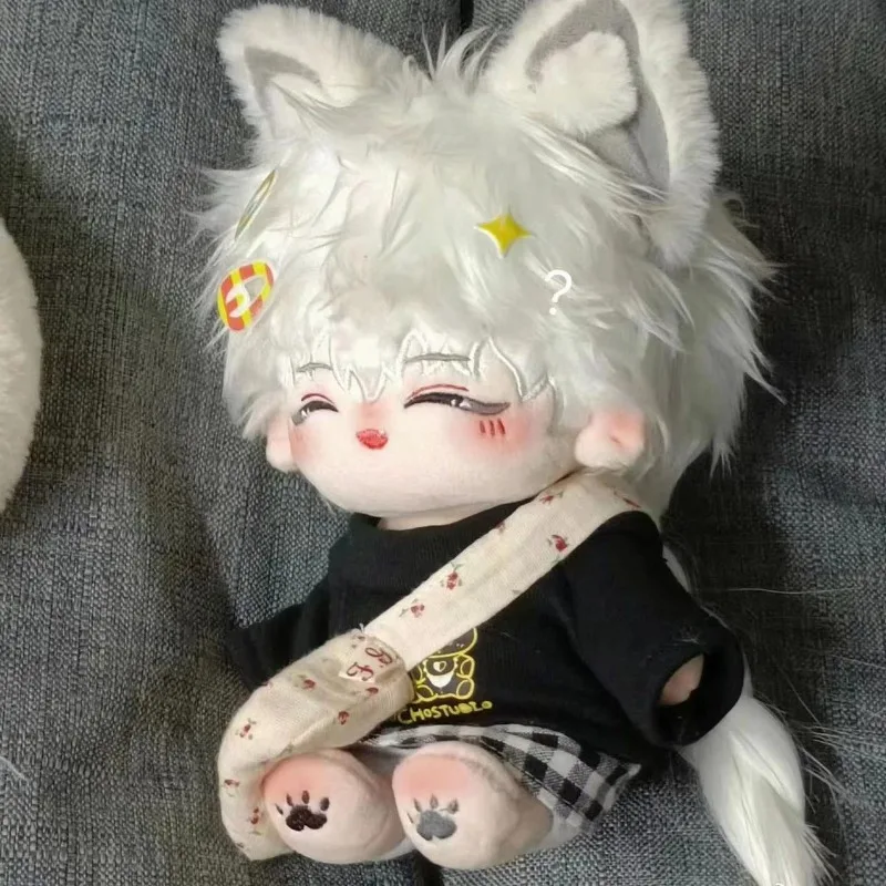 Kpop-Muñeca de peluche de pelo largo con orejas de bestia, juguete corporal Original de 20cm, accesorios bonitos, regalo de Cosplay sin atributos C M