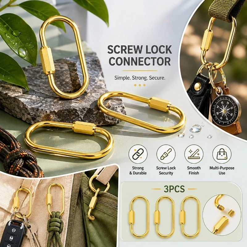 Edc Car Carry - Pure Copper Oval Screw Lock Key