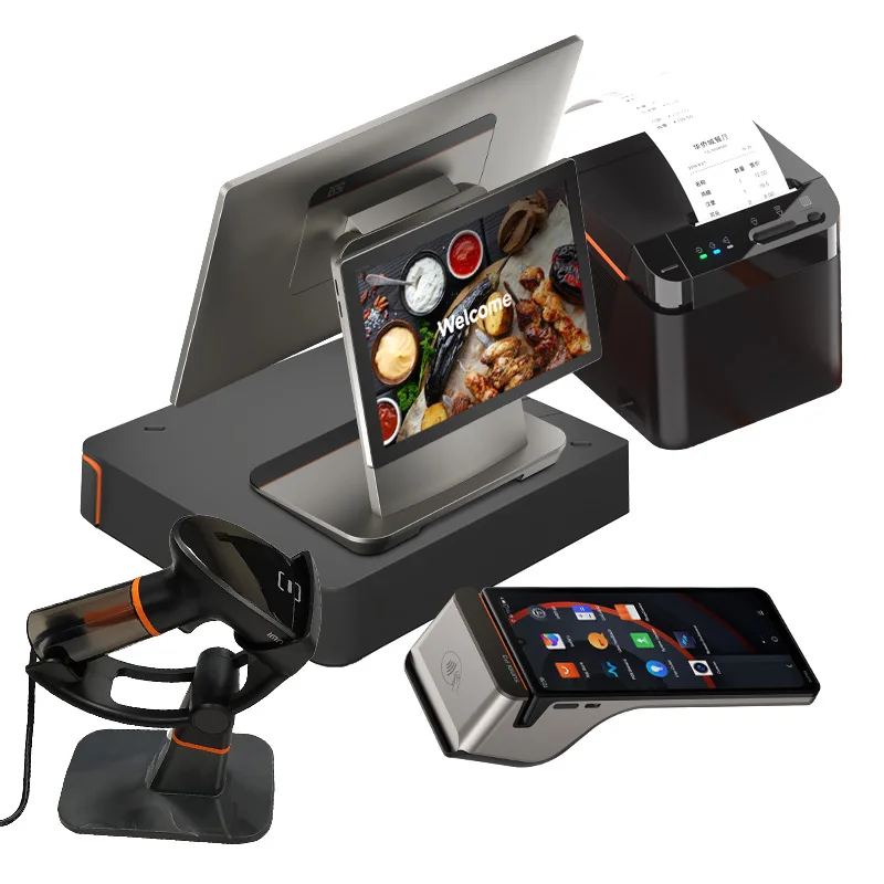 

POS-система D3 PRO с двумя сенсорными экранами, Android, 15,6 дюйма, 4+64 ГБ, NFC-оплата, настольный кассовый аппарат