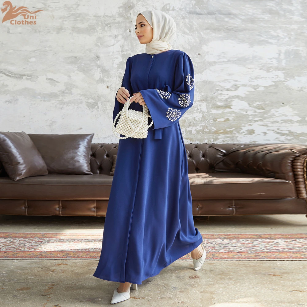 Ramadan Eid Beading Luxury Abaya Dubai Islam Muslim Kaftan Modest Dress Prayer Clothes For Women Kebaya Robe Musulmane Femme