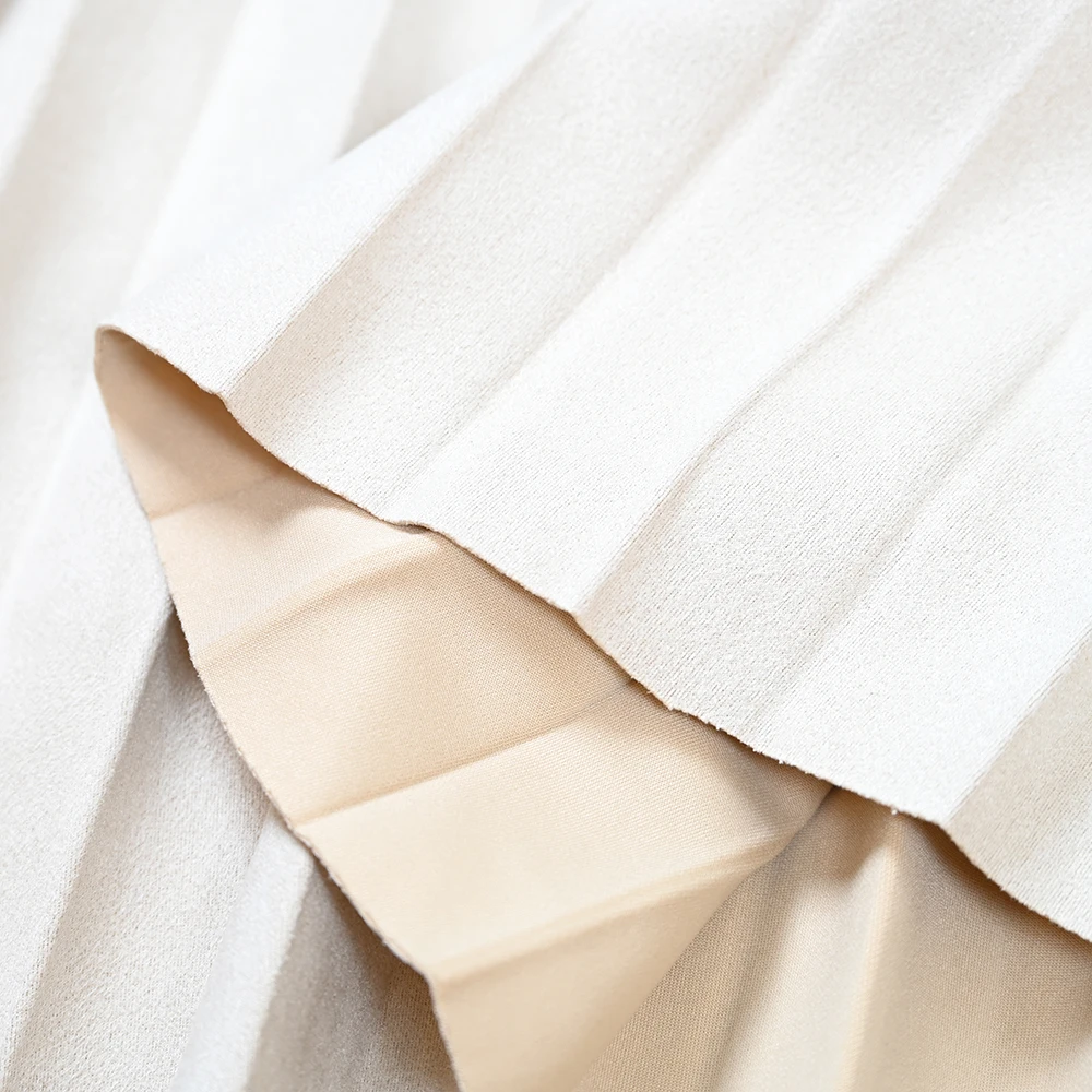 تنورة مخملية بطيات على شكل حرف A للنساء مع حزام كبير متأرجح بطول f، تنانير أوروبية عالية الخصر للارتداء اليومي