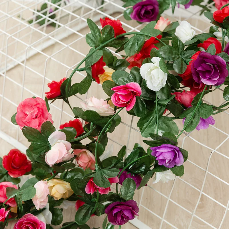 250CM Rose Artificial Flowers Garland for Wedding season Home Room Decoration Spring Autumn Garden Arch DIY gift Fake Plant Vine image 2