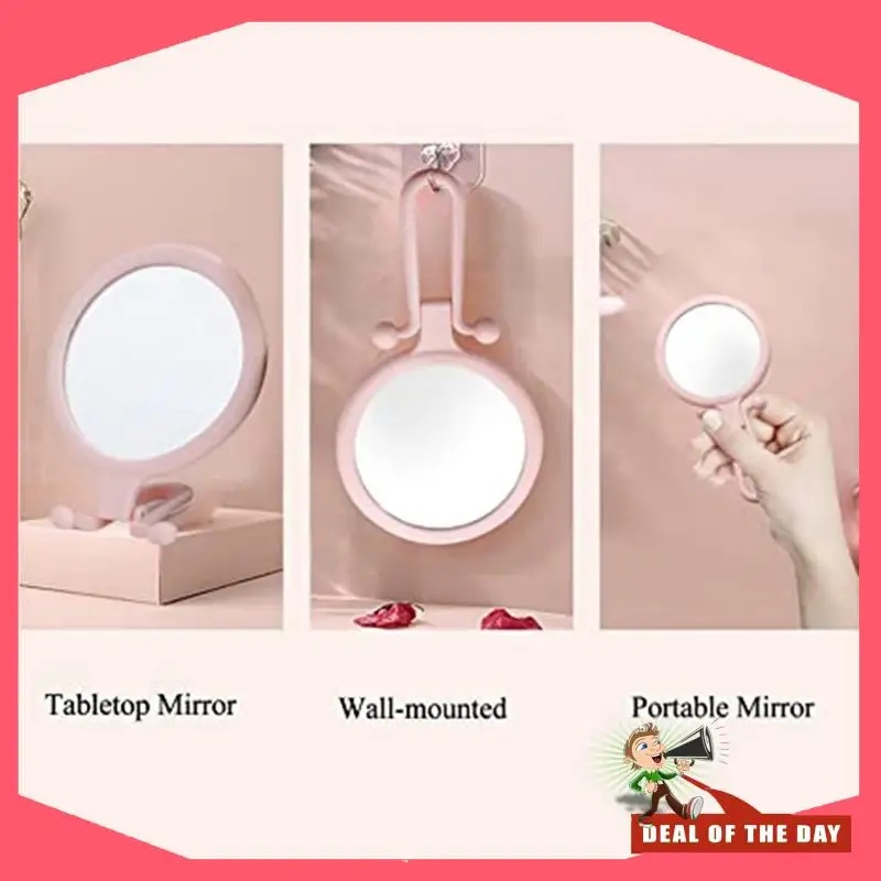 24-часовая доставка 10-кратная ручная лупа, двустороннее складное зеркало для макияжа, портативное ручное зеркало с регулируемой ручкой (контакт)