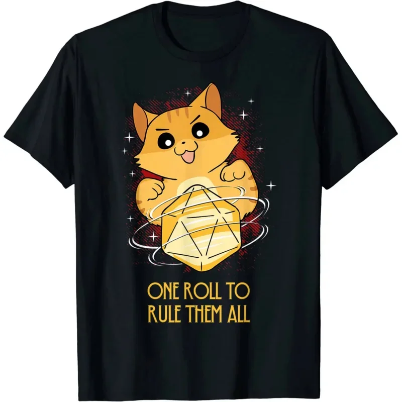 One Roll To Rule Them All Dungeon Meowster RPG Kitten Cat T-Shirt dropshipping summer t shirt for men lady