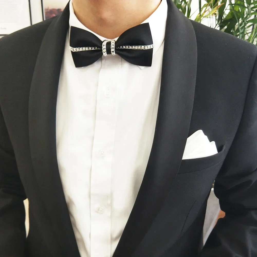 Good fashion Formal commercial Flash Wedding Groom Best man suit black Burgundy navy blue men's bow tie