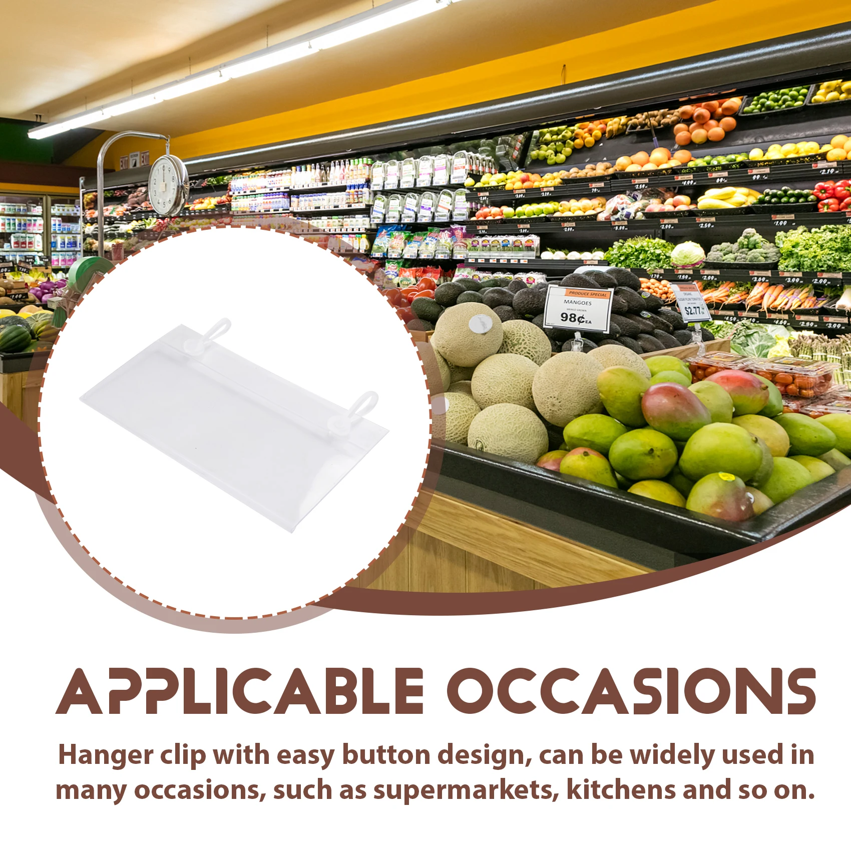 حاملي الملصقات البلاستيكية، مشابك شماعات التذاكر مع تصميم زر سهل للإغلاق لبقالة سوق السلة