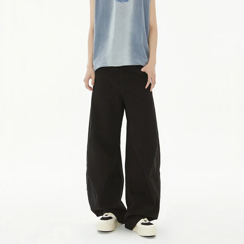 Celana Kasual Modis Longgar Tabung Lurus Pria untuk Musim Panas Kaki Lebar Kasual Gantung Jalan Raya Amerika Gaya Baru Ultra-tipis