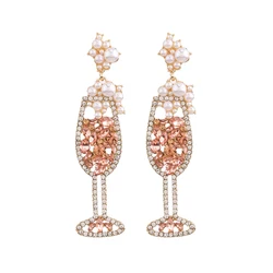 Champagne Bottle Women Earrings Statement New Design BRIDE Letter Drip Oil Dangle Earrings For Women Fashion Jewelry Wholesale
