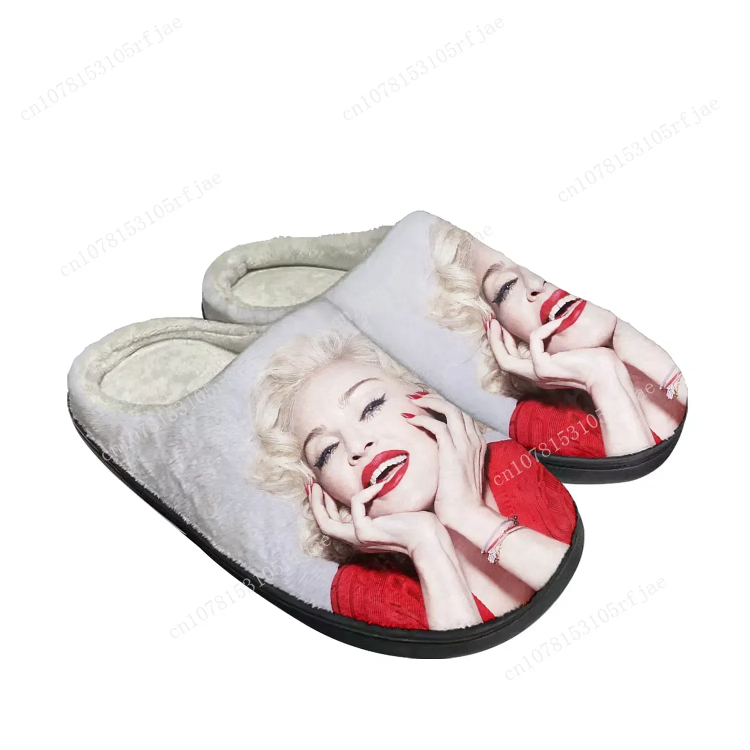 Madonna Pop Rock Singer Disco Home Cotton Custom Slippers Mens Womens Sandals Plush Bedroom Keep Warm Shoe Thermal Slipper Black