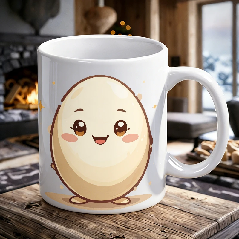 

Chibi-style boiled egg ceramic mug, coffee cup, milk cup, office tea cup, drinking cup, fade-resistant, a gift for friends
