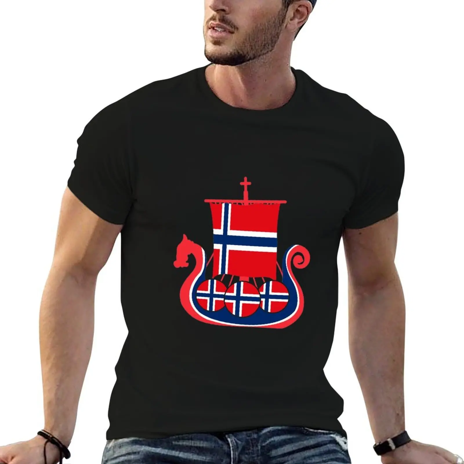

Viking ship Norway T-Shirt t shirt man casual cotton tshirt 100% T-Shirt