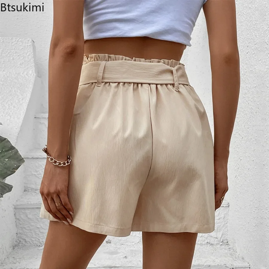 New 2025 Women's High Waist Straight Leg Shorts Summer Loose Casual Short Pants Fashion All-match Ladies Daily Commuting Shorts