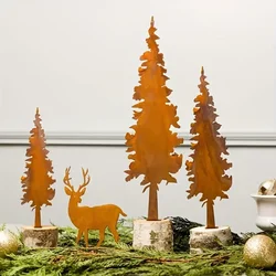 Rustic Metal Spruce Tree Elk Ornaments Perfect Hunting Decor Gifts Christmas New Years Holiday Decorations