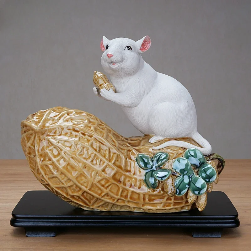 Ceramic Mouse Peanut Decoration Living Room Sofa next to Soft Furnishings