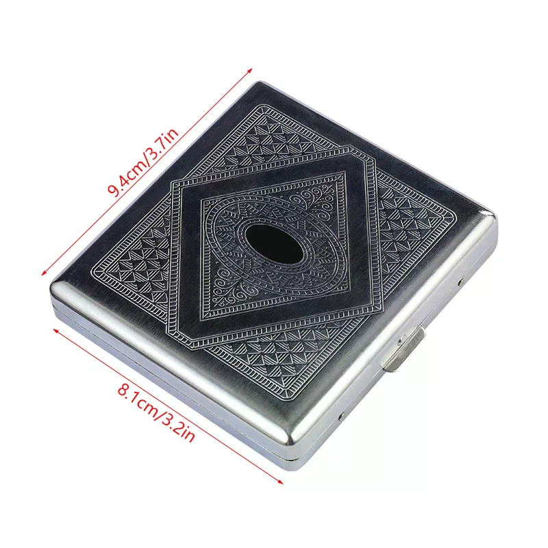 علبة سجائر معدنية فضية محمولة للسجائر السميكة فليب مفتوح السفر حاوية السجائر حامل الصندوق التدخين في الهواء الطلق #5