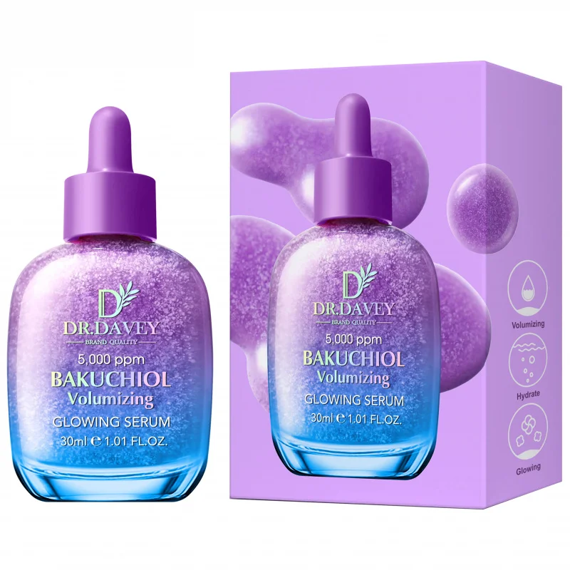 Sérum volumisant et éclatant au bakuchiol 30 ml, soin du visage, hydratation toute l'année, hydratant, convient aux deux sexes, portable