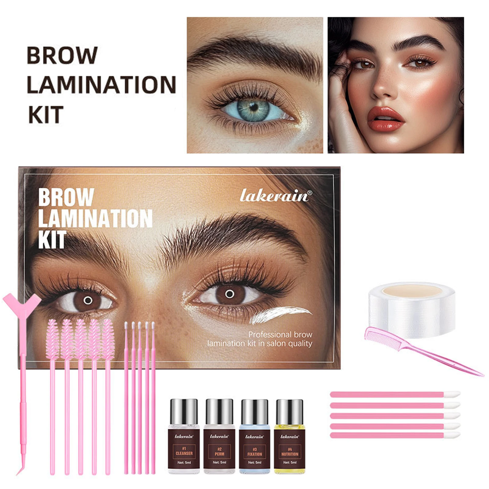 Woman DIY Brow Lamination Kit Makeup Eyebrow Enhancer Set Supplies for Fuller Eyebrows