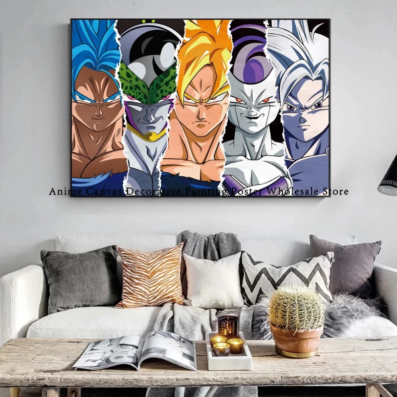 

Anime Bandai Figures Prints HD Canvas Poster Dragon Ball Son Goku Home Room Painting Cartoon Picture Decoration Paintings Gifts